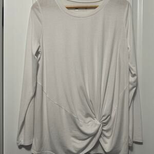 Xersion Long Sleeve Top Womens Large White Twist Front Activewear